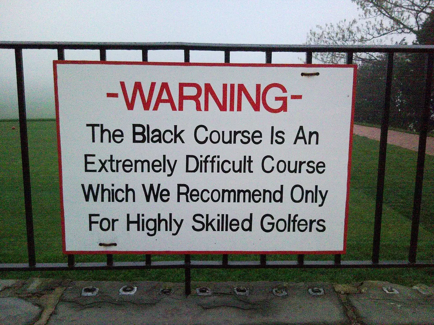 Bethpage Black Course warning sign — Bethpage Black Course